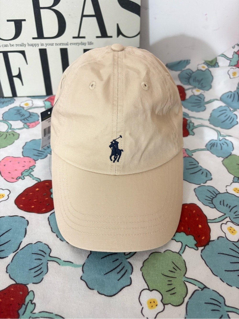 Ralph Lauren Cream Baseball Cap with Navy Pony